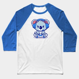 Cute Koala Gaming Cartoon Baseball T-Shirt